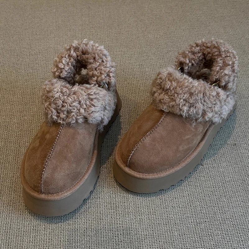 

Snow Boots for Women Fur Flats Warm Platform Suede Shoes Cozy New Winter Boots 2025 Casual Sport Short Plush Cotton Botas Ladies
