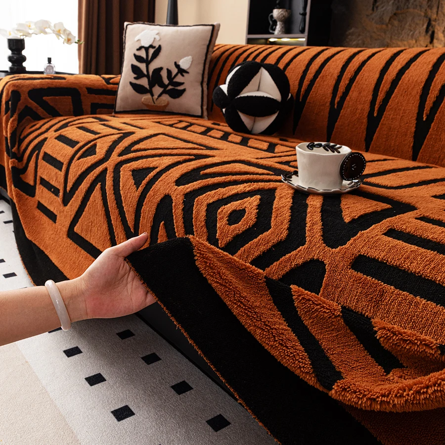 1pc nieuwe Boheemse stijl bankbeschermer, vintage geïnterlinieerde comfortabele bankdeken, geschikt voor huisdieren, antislipbescherming, lux
