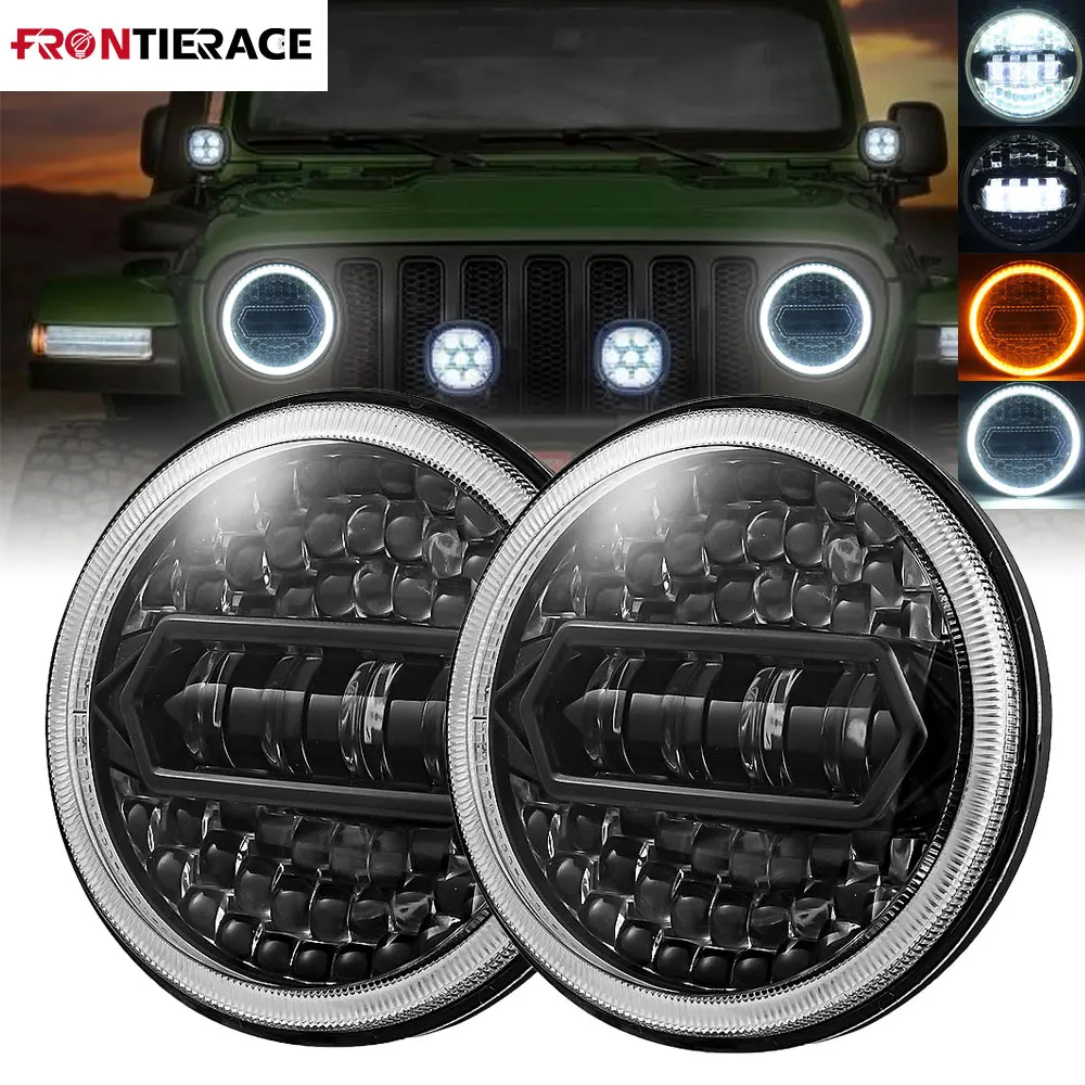 7inch  Led Headlight for Car Jeep Motorcycle Lighthouse for Extra Strong Led Angel Eyes Moto H4 for Harley Led  Davidson Parts