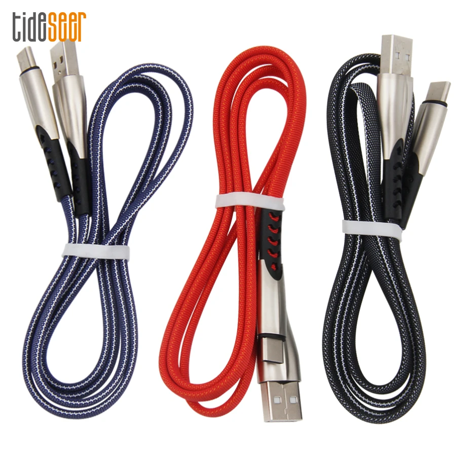 

200pcs 1M USB Type C Fast Charging Cable for Xiaomi Samsung Zinc Alloy Micro Usb Data Sync Charge Cord For iPhone Android Phone