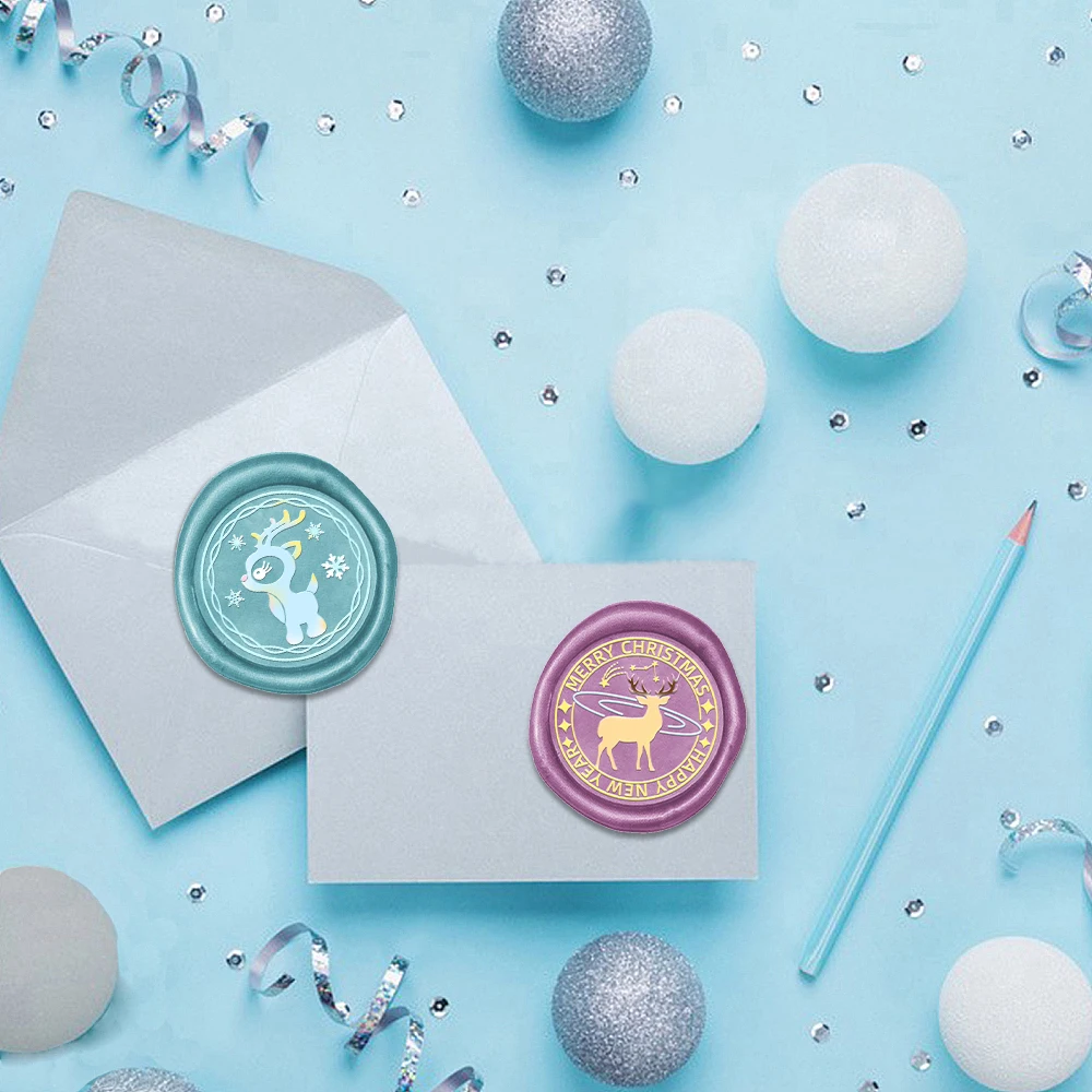 عناصر عيد الميلاد الإبداعية DIY ختم الشمع النحاسي القابل للإزالة، مناسبة لتزيين أظرف عيد الميلاد، وهدايا عيد الميلاد #5