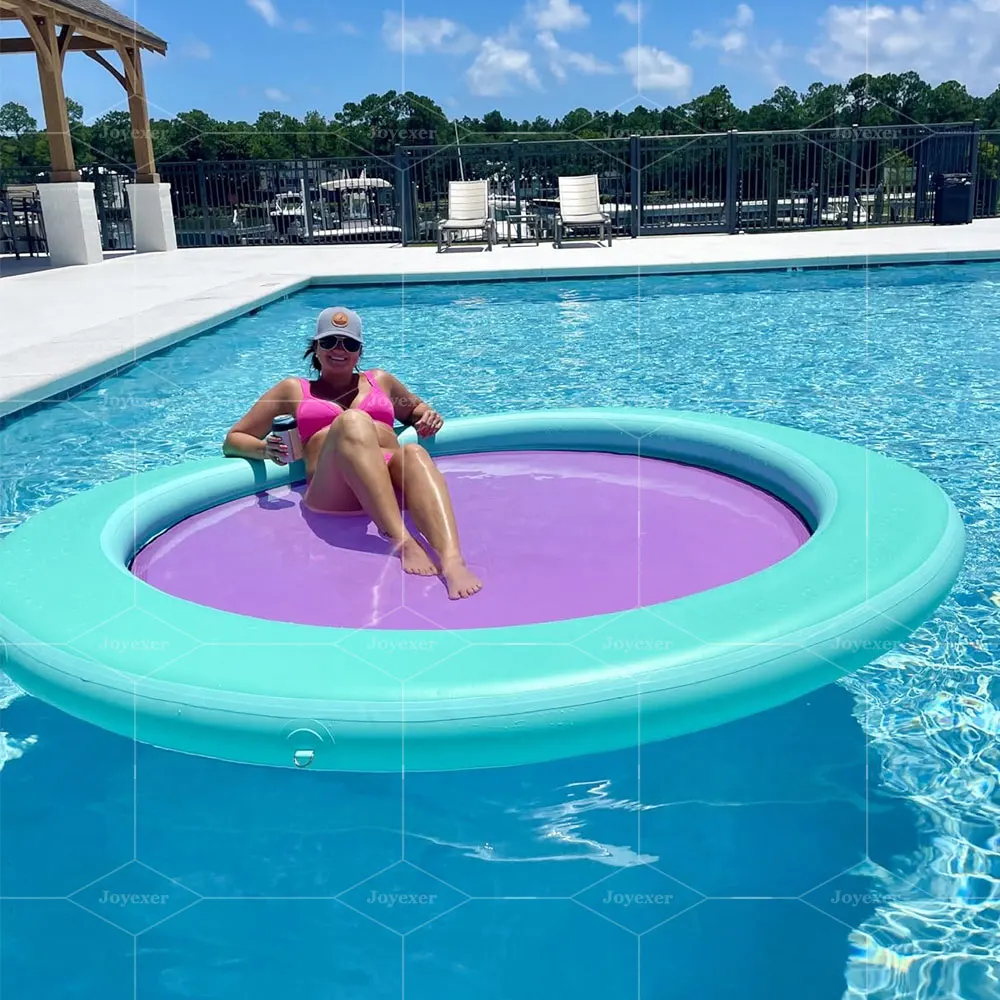 Hamaca inflable de encargo del agua de la piscina flotación portátil de la malla del muelle del color y del tamaño 8ft