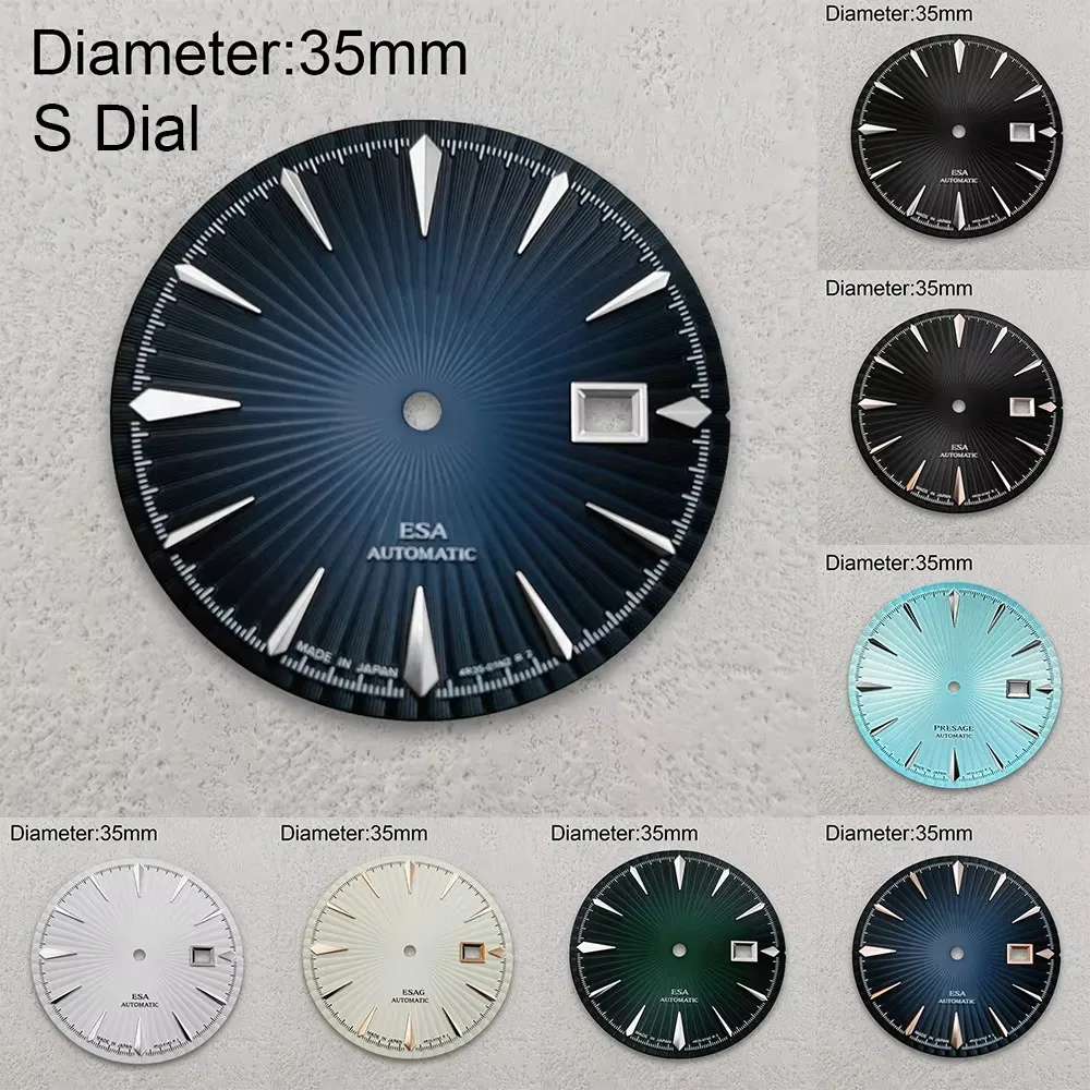 35mm Cocktail S Dial Fit NH35/NH36 Movement High-Quality Vertical Grain Dial Watch Modification Accessories