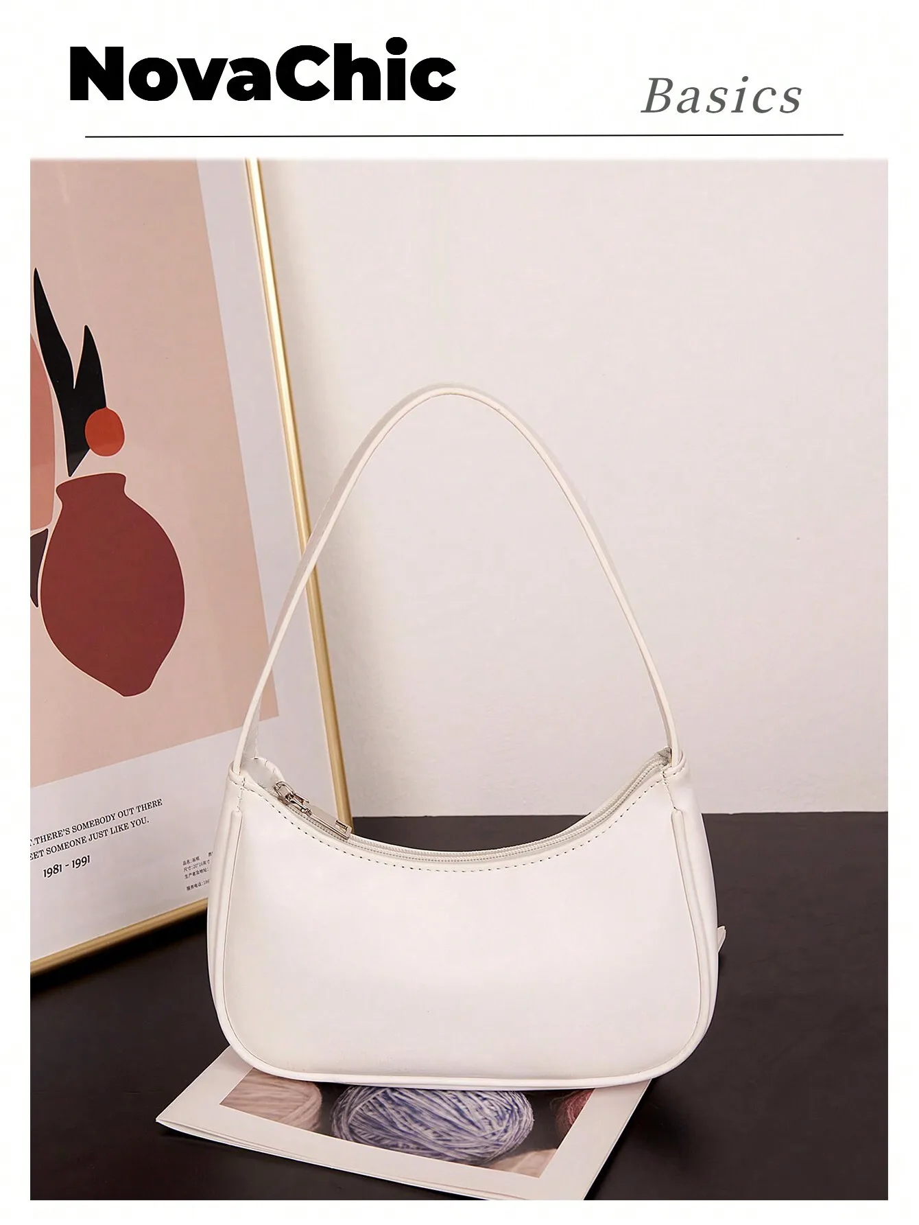 

Минималистичная белая сумка через плечо в форме полумесяца для офиса, учебы и повседневного использования