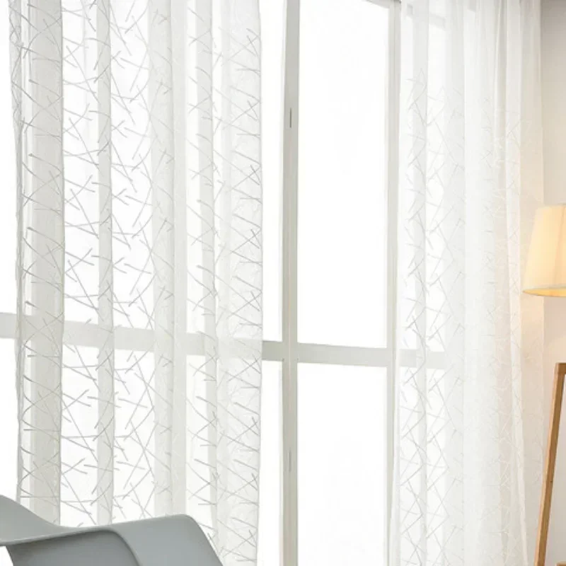 

The Mosaic Openwork Embroidery White Cross Bars New Custom Tulle for Living Dining Room Bedroom