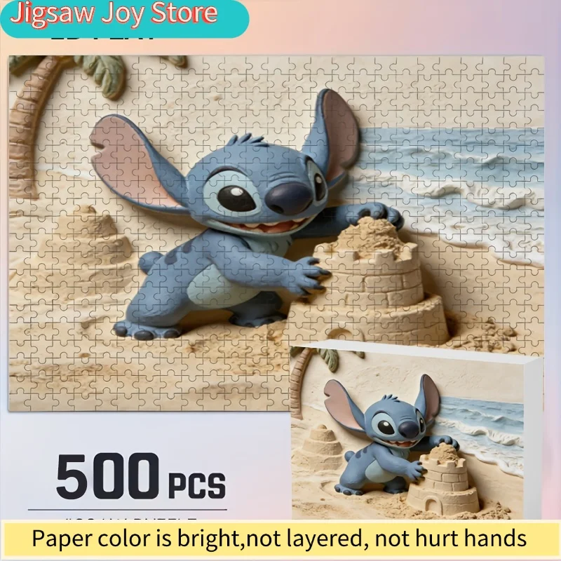 500 Pezzi Decorazioni per la Casa con Stampe di Disney Stitch e Topolino |   Puzzle 2D piatto, ideale per rompicapo per adulti, serate di gioco in famiglia, G