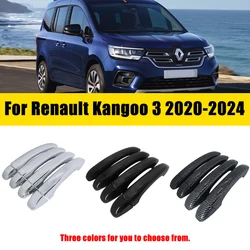 Door Handle Cover Trim Set Chrome For Renault Kangoo 3 MK3 2020-2024 2021 2022 2023 Anti-scratch Luxurious Car Door Accessories