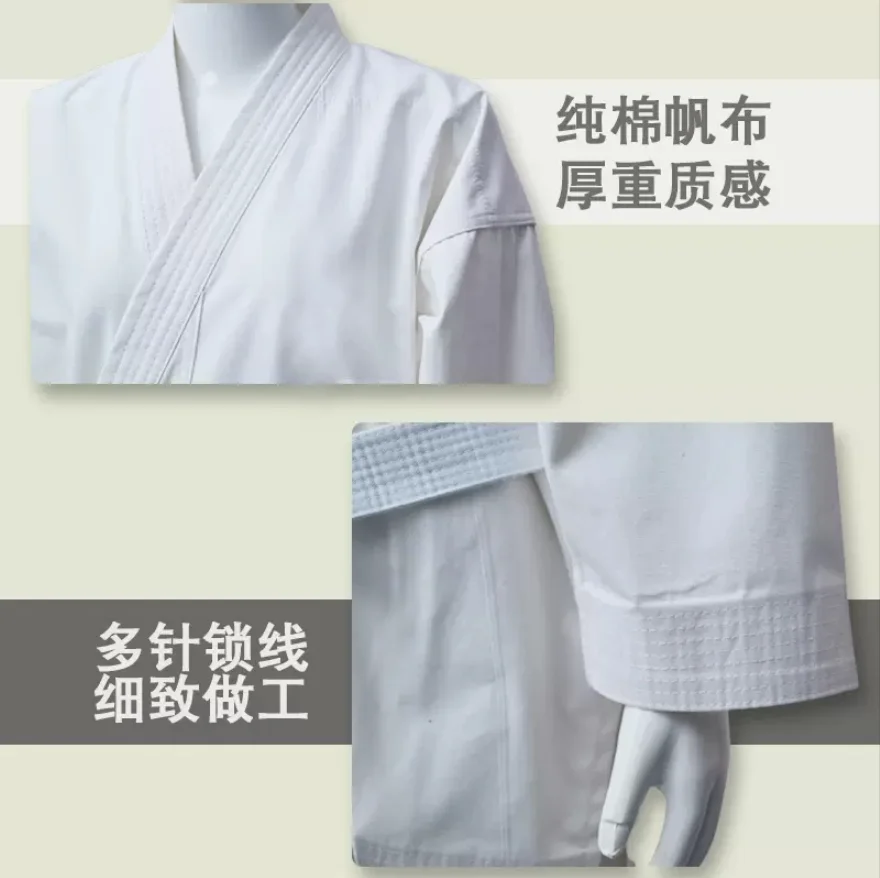 يمكن لزي الكاراتيه القياسي المصنوع من القماش القطني بوزن 10 أونصة المشاركة في الحزام الأبيض للمنافسة