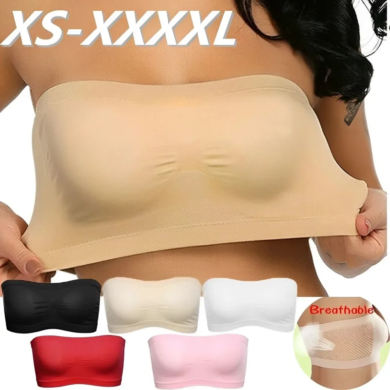 Lady's Sexy Strapless Crop Top Bra Bandeau Boob Tube Brassiere Summer Breathable Mesh Invisible Strapless Chest Wraps Tube Tops