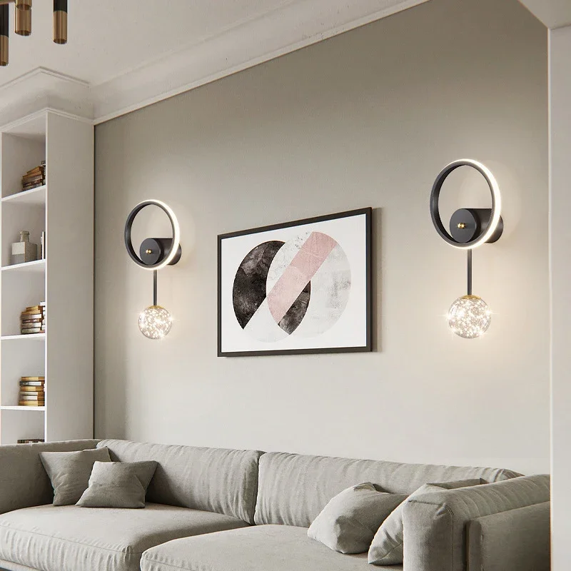 Nordic Luxury LED Master Bedroom Reading Wall Lamp Lights For Bedside Corridor Creative Background Lighting Decor Aisle Sconces