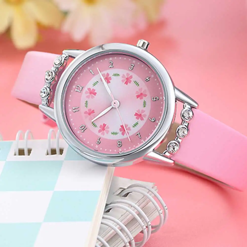 Cute Cartoon Band Durable Quartz Fashion Cartoon Watch Timepiece Fashion Waterproof Watch Design Pink