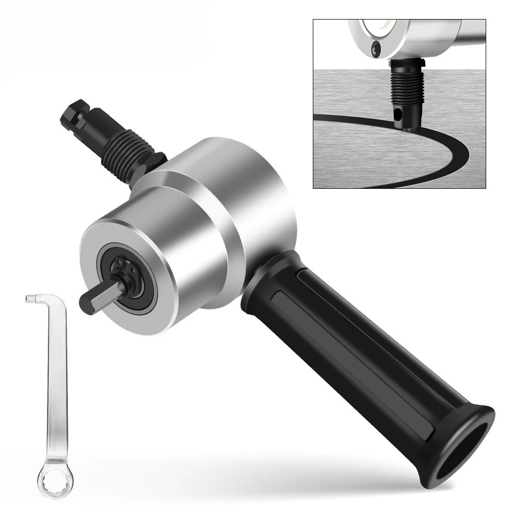 

Double Head Metal Sheet Cutter Iron Nibbler Cutting Tool Electric Drill Attachment Modification Plate Punch Scissors Adjustable