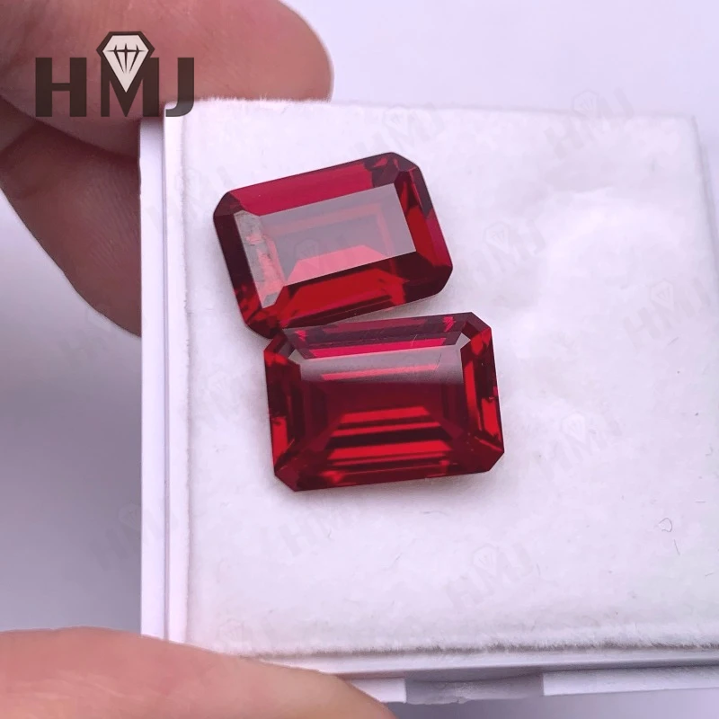 

5X7mm Lab Grown Ruby Emerald Cut NGTC Certificate Pigeon Blood Red High Quality Gift Diy Wedding Ring Necklace Earrings Jewelry
