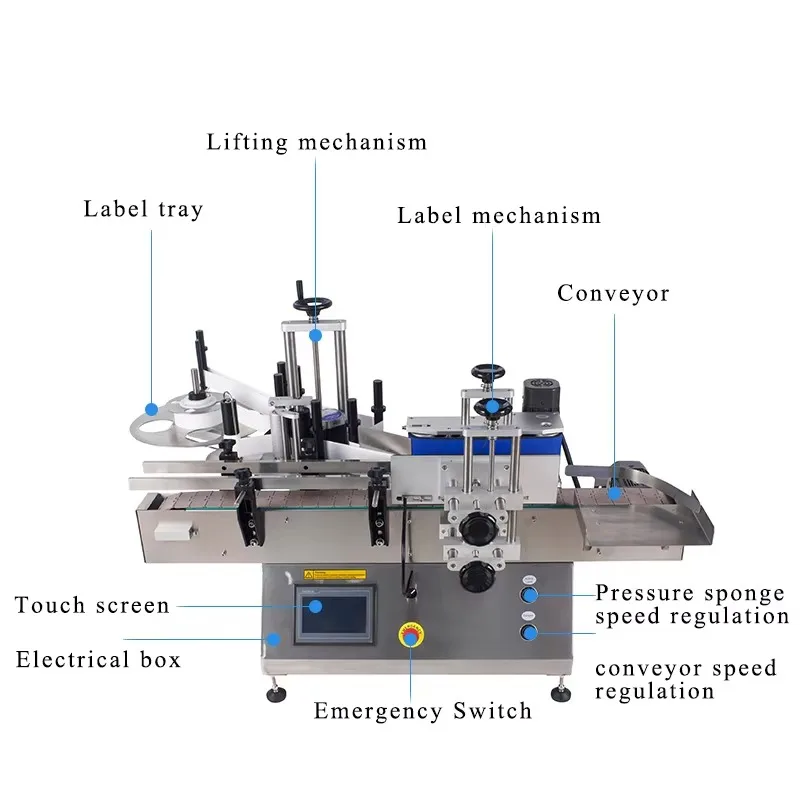 Tabletop Small Automatic Round Bottle Labeling Machine High Precision Sticker Labels Applicator Plastic Round Bottles Industrial
