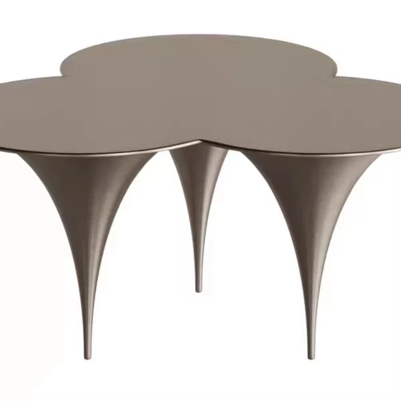 

Round table artistic marble round special-shaped table designer modern light luxury high-end clover coffee table