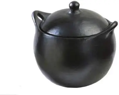 

Authentic Chamba Soup & Bean Pot - Elegant Handmade Black Clay Dutch Oven with Cover - Perfect for Soups, Beans, Stocks & More -