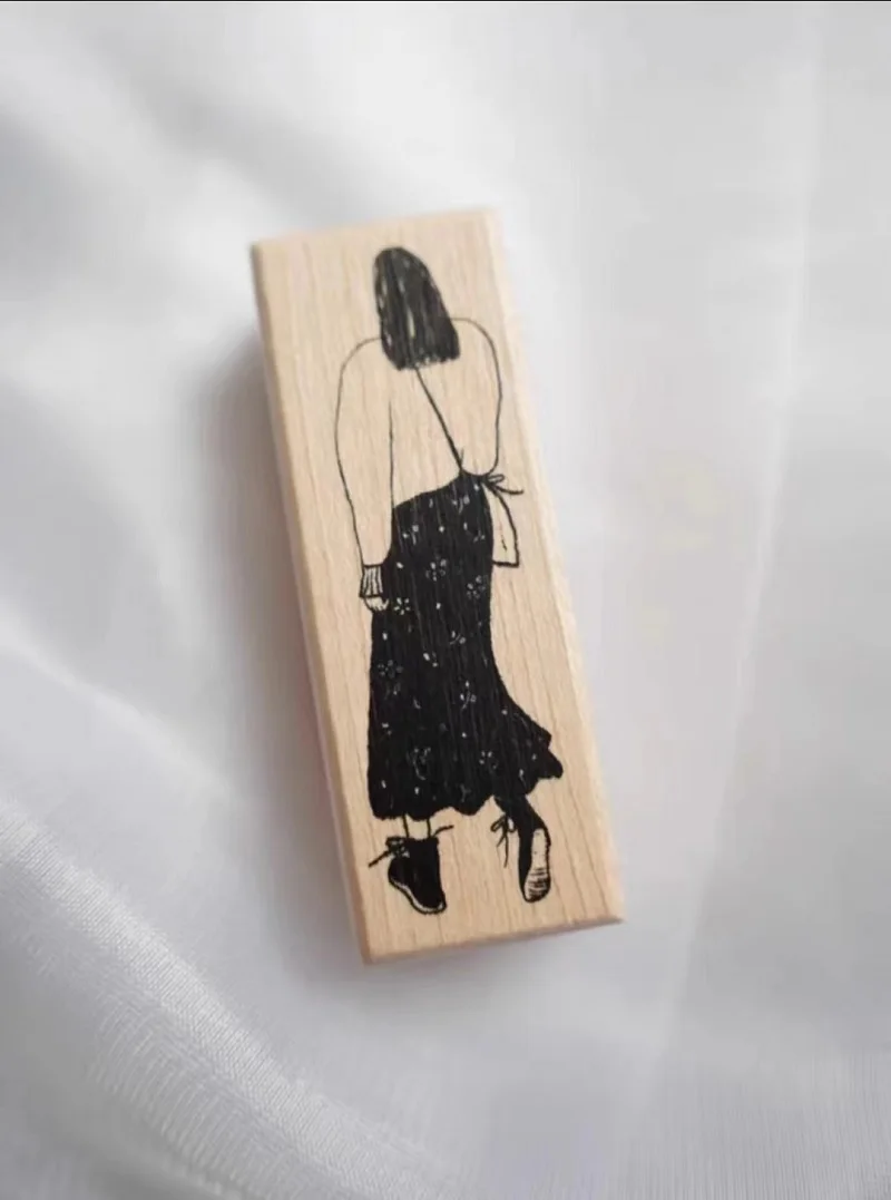 Charming Girl Back Wooden Rubber Stamp DIY Scrapbooking Photo Album Journal Material Woode Seal