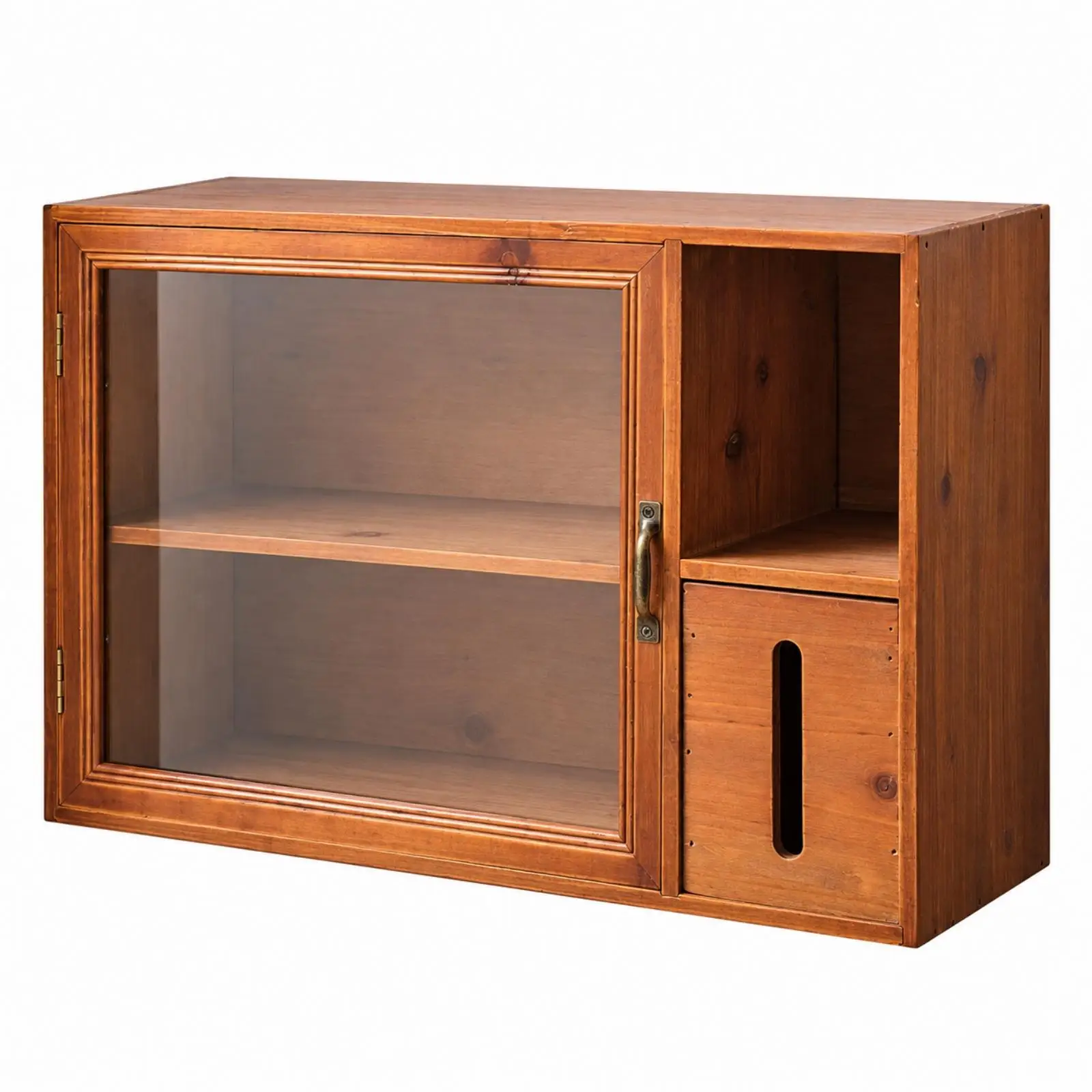 Desktop Cabinet with Tissue Box Holder No Assembly Required Retro Desktop Storage Cabinet Freestanding for Coffee Station,