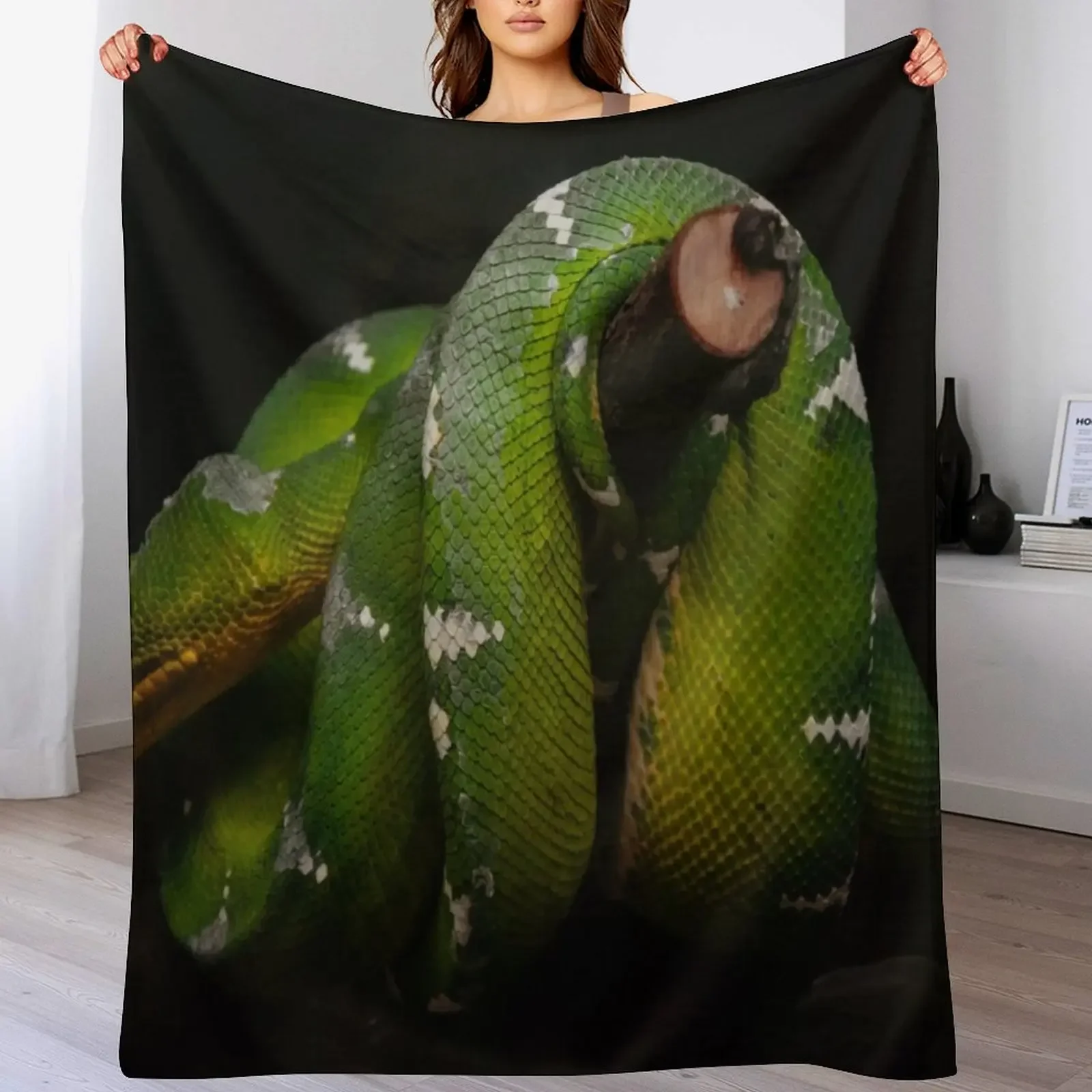 Sneaky Green snake Throw Blanket Men's Soft Warm Throw Blanket for Couch