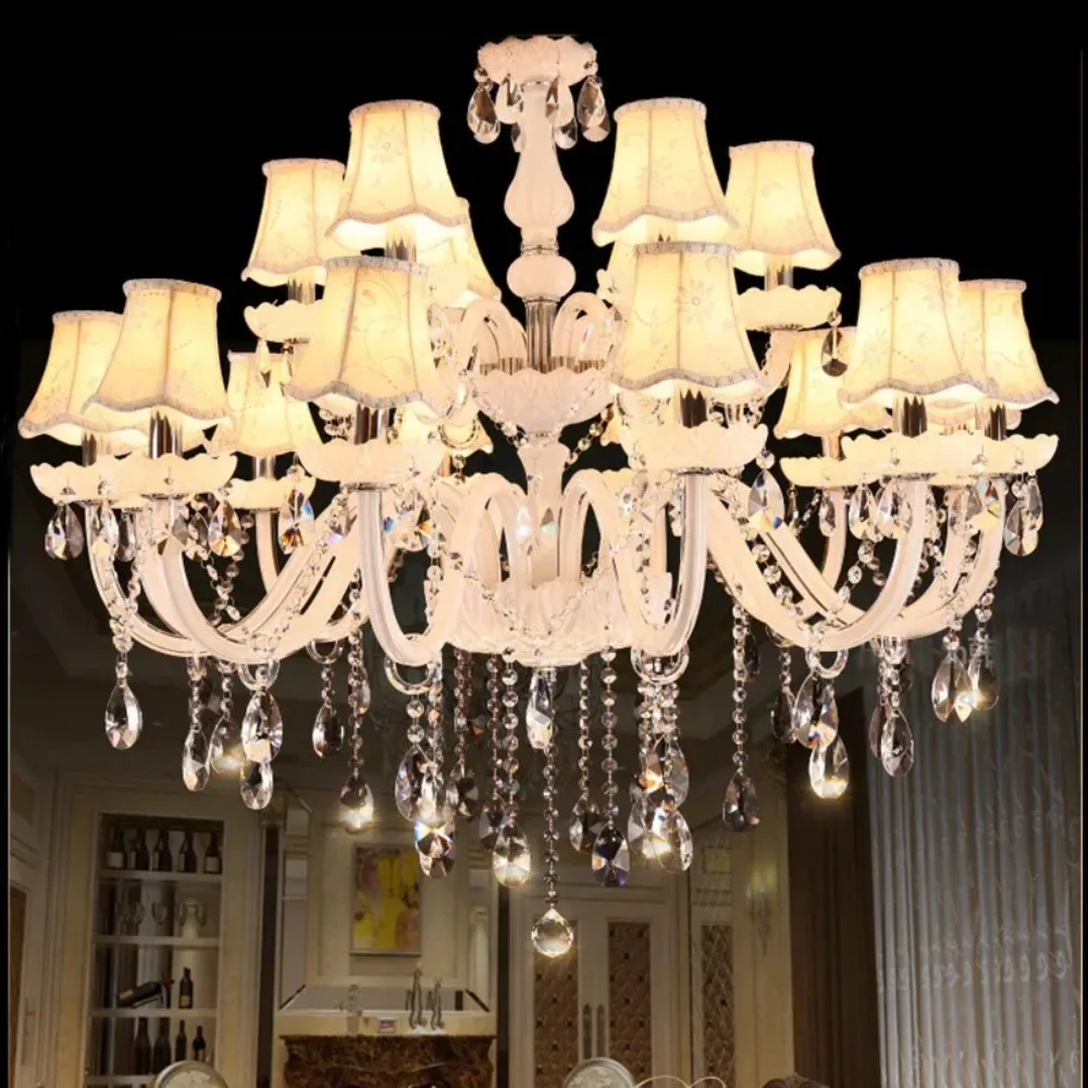 

Luxury Crystal Glass Hanging Lamps Living Room Hotel Decorative Ceiling Lighting Chandelier Pendant Lights