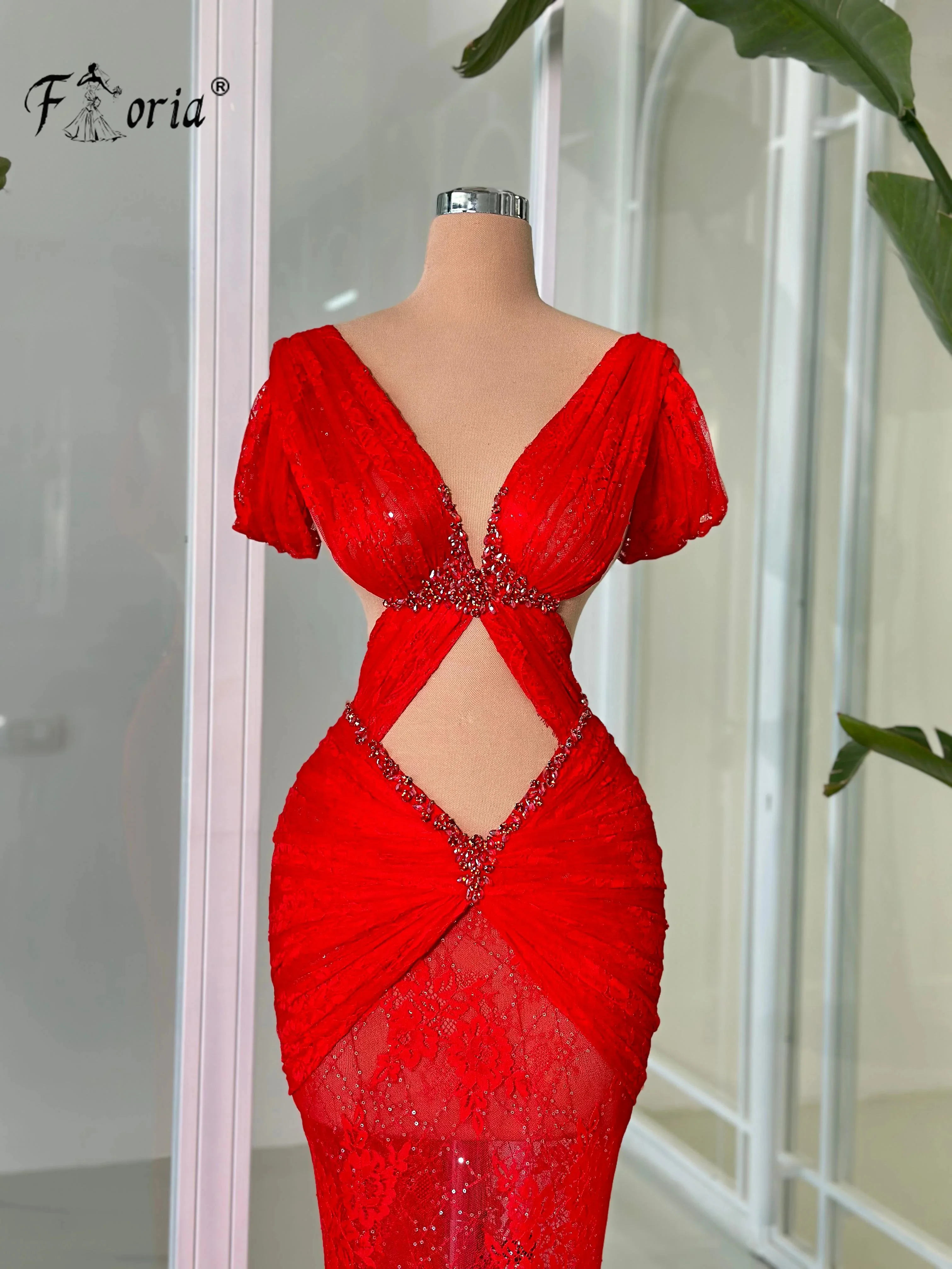 Vestido de noche de boda de sirena con hombros descubiertos, vestidos de ocasión formales con cuello en V recortados, vestido de segunda recepción, batas personalizadas, Rojo