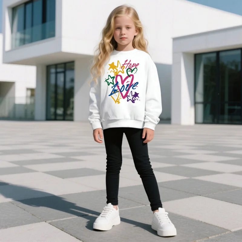 2025 Girls' Personalized Printed Casual Sports Fashion Loose Sweatshirt