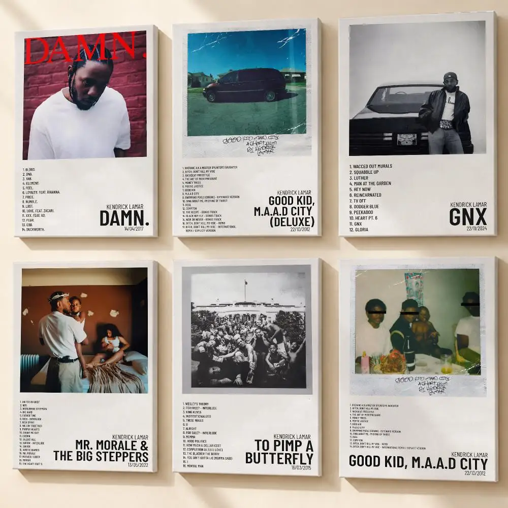 K-Kendrick L-Lamar Music Album Framed Wall Painting HD Wood Framed Canvas Poster Wall Art for Bedroom Living Room Home Decor