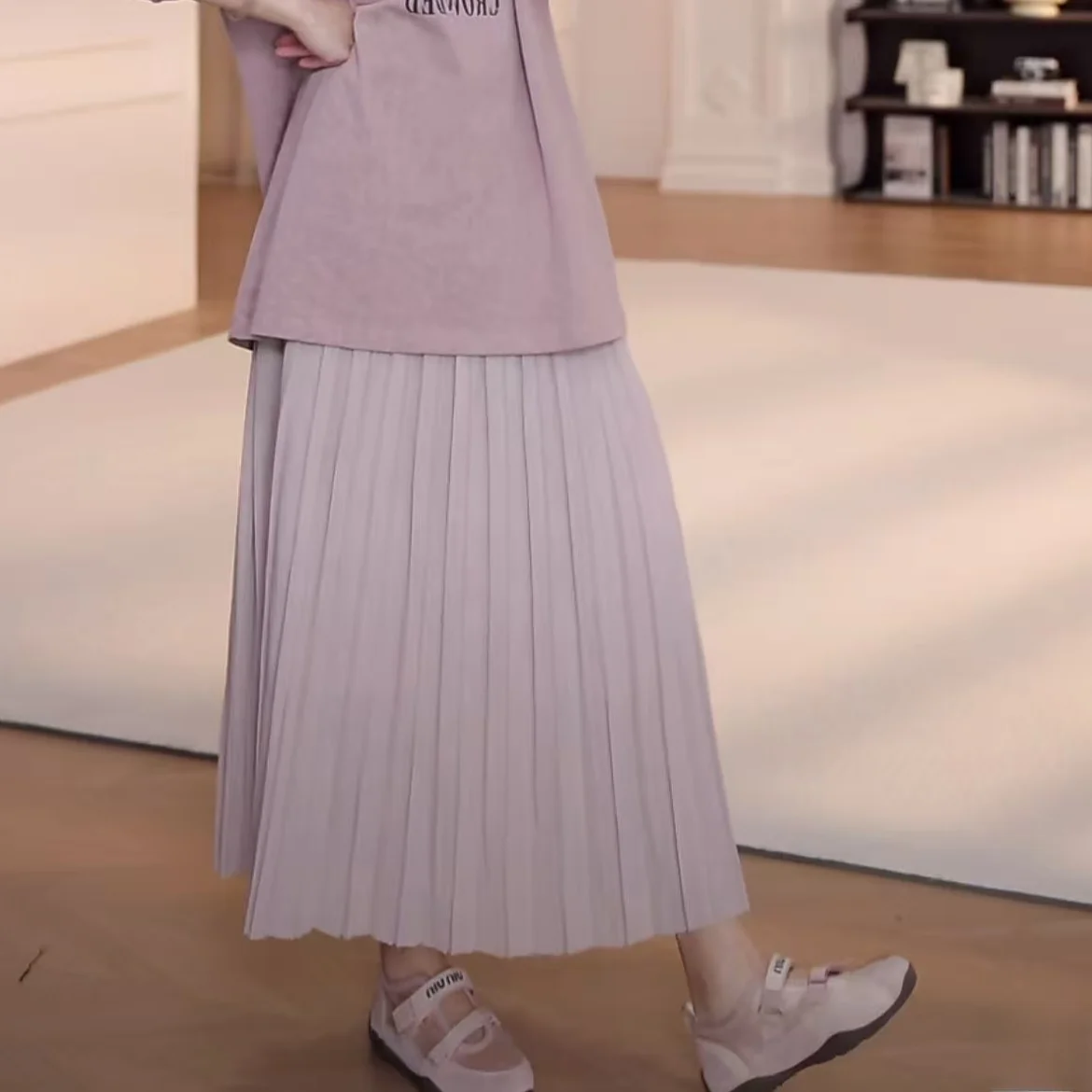 

Весенне-летняя плиссированная юбка YYstudio 2026 средней длины, повседневная, с завышенной талией, А-силуэт, из смесовой шерсти и хлопка, для женщин