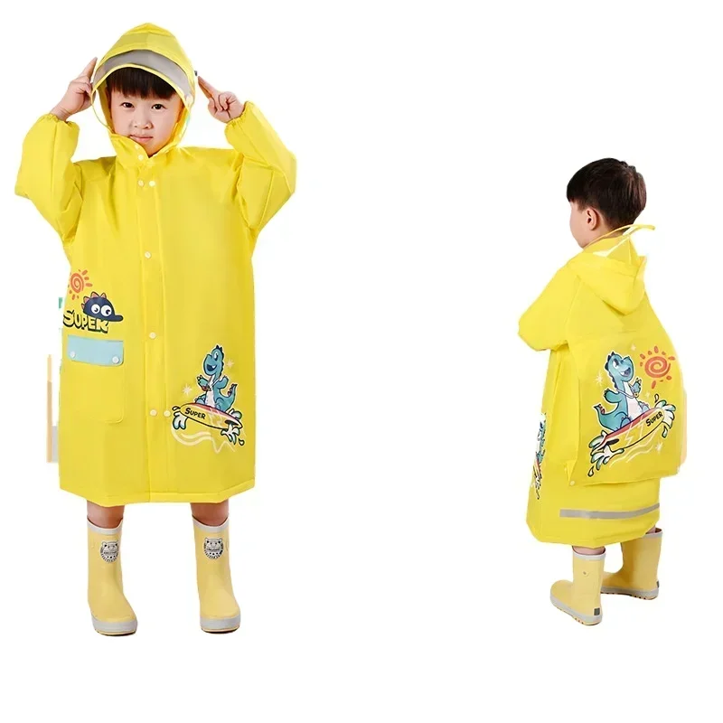 Boys and Girls Cartoon Outdoor Hiking Raincoat Children\'s Raincoat Thickened EVA Primary School Children with Schoolbag Poncho