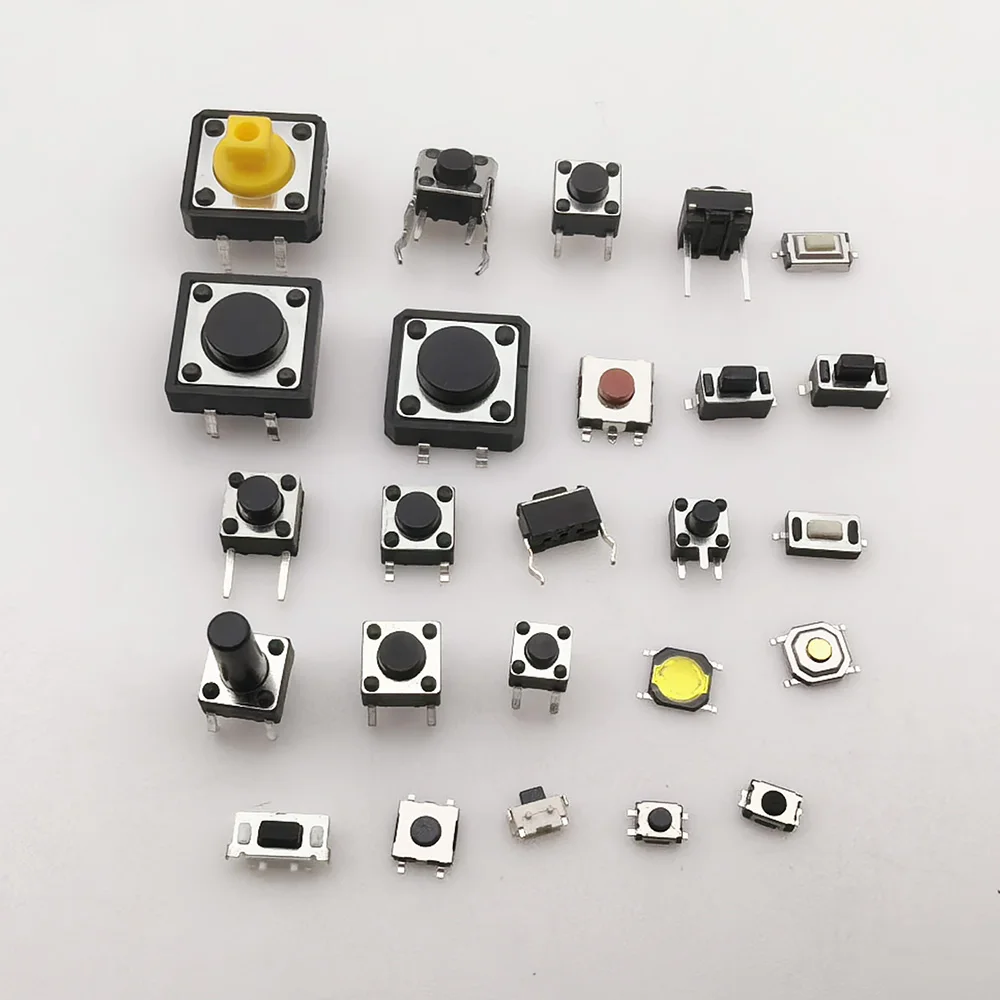 125Pcs Micro Momentary Tact Switch Tactile Push Button Switch SMD DIP PCB 2/3/4 Pin Touch Keys Switch Assortment Kit