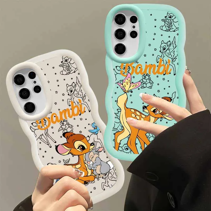 Bambi The Little Deerl Phone Case For Samsung S26 S25 S24 S23 S22 S21 S20 Ultra Plus FE Wave Macaron Cover Funda color Silicone