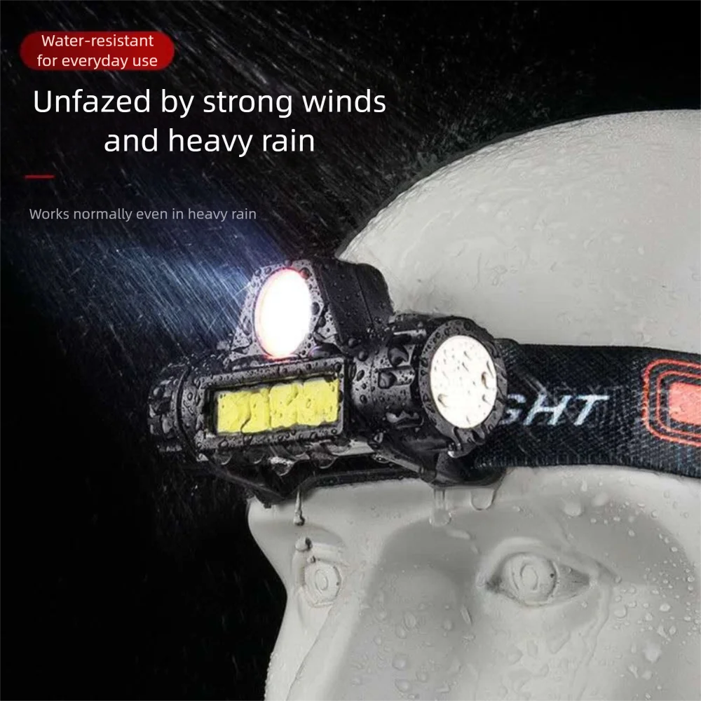 Portable Rechargeable LED Headlamp Super Bright Waterproof COB LED Headlamp Adjustable Powerful Light Head Torch Hiking