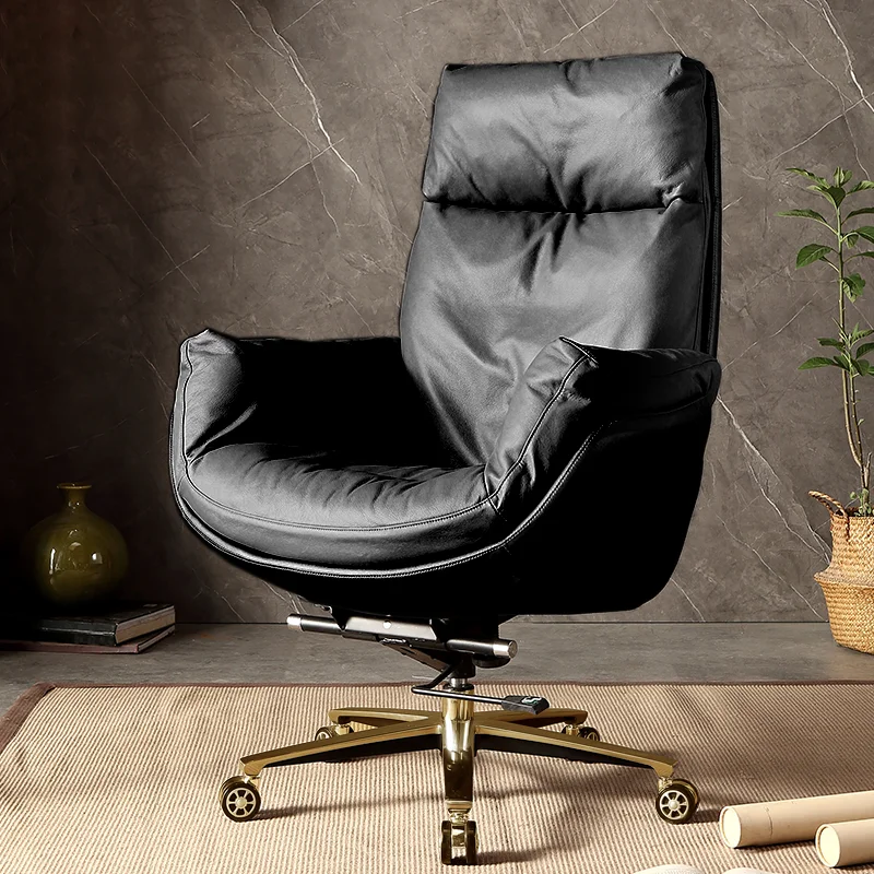 Chaise de Bureau Ergonomique en Cuir, Fauteuil Inclinable de Gaming, Mobilier de Salon