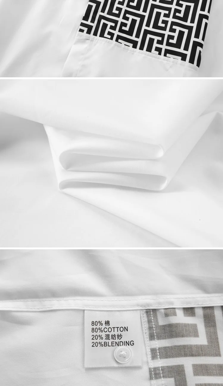 Fashion Geometric Printed Shirts Men's Long Sleeve Luxury Social Shirt Slim Fit Banquet Party Business Dress Shirts Men Clothing