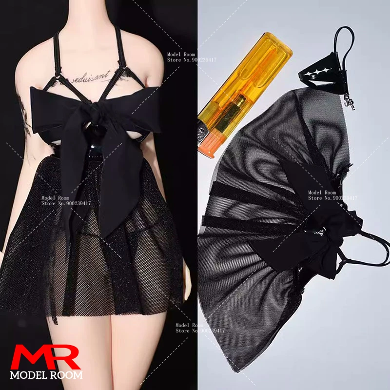 Customized 1/6 Scale Female Bow Tie Gauze Net Nightgown Dress Clothes Model Fit 12'' TBL S07 S52 Soldier Action Figure Body Doll