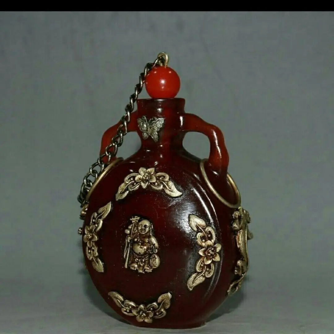 Retro Flower butterfly maitreya buddha Snuff Bottle mini bottle ﻿