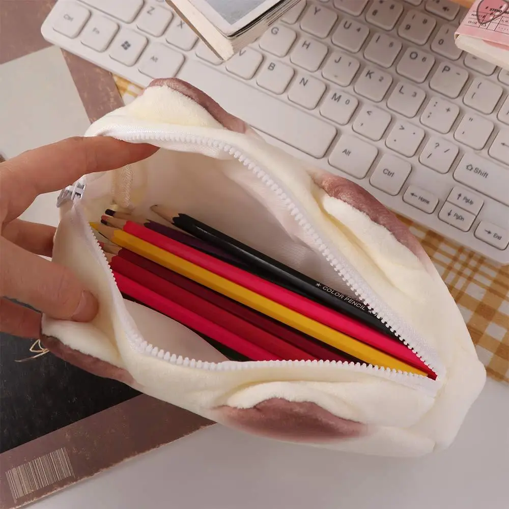 

Pen Holder Roast Bread Stationery Bag Design Large Capacity Pencil Bag Blusher Cat Storage Bag Office