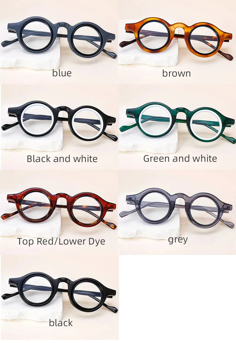 2025New Mann Frau Lesebrille Retro Kleine Runde Rahmen Leser Antiblulett Gläser Mode Vielseitig Trend Unisex Brillen – Detail 6