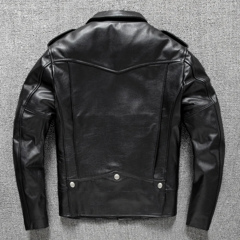 First Layer Cowhide Leather Jacket For Men Motorcycle Fashion Jacket For Men  Leather Jacket With Lapels Fashion Youth Coat