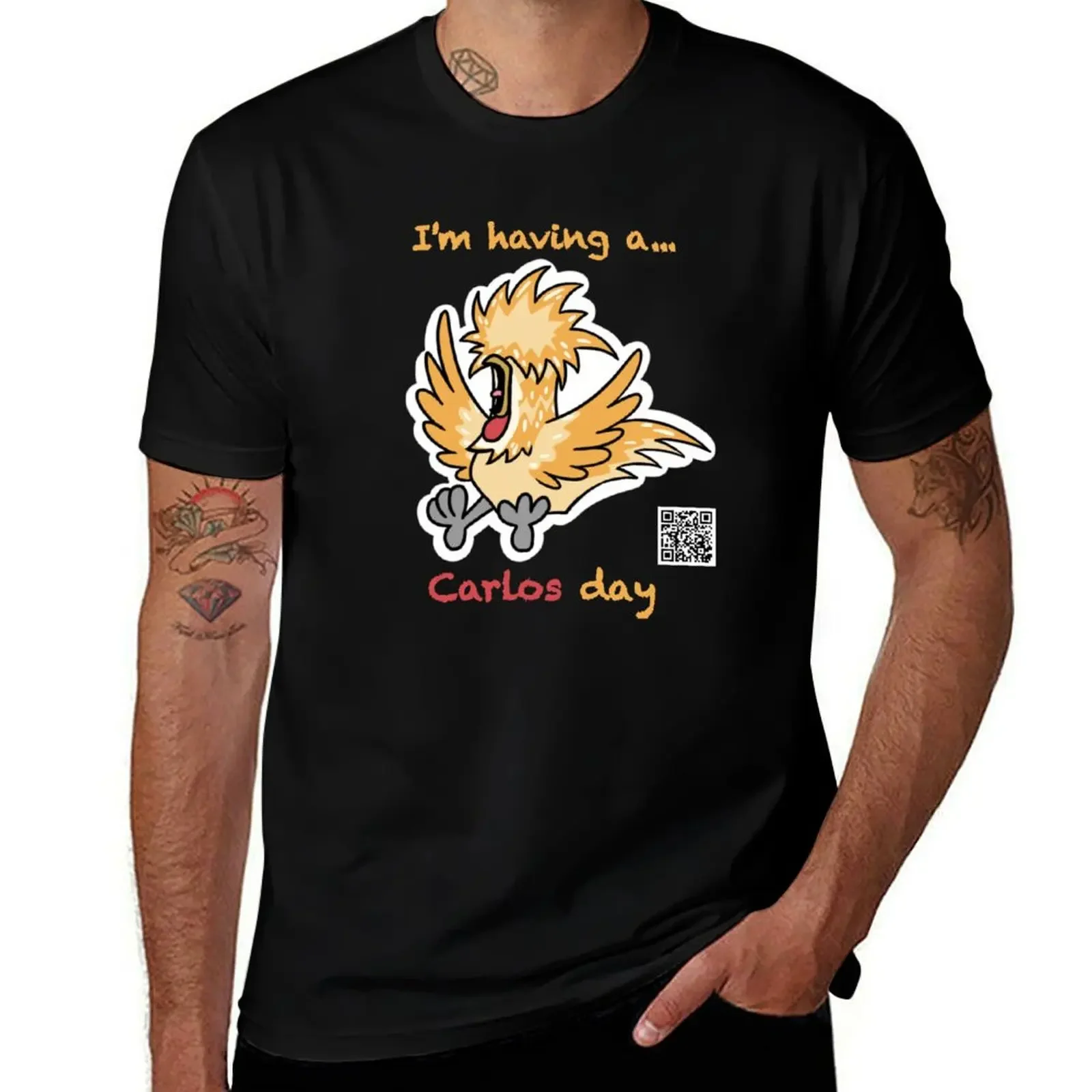 Having a Carlos Day - Carlos the Moody Rooster T-Shirt oversized boys whites heavy weight t shirts for men