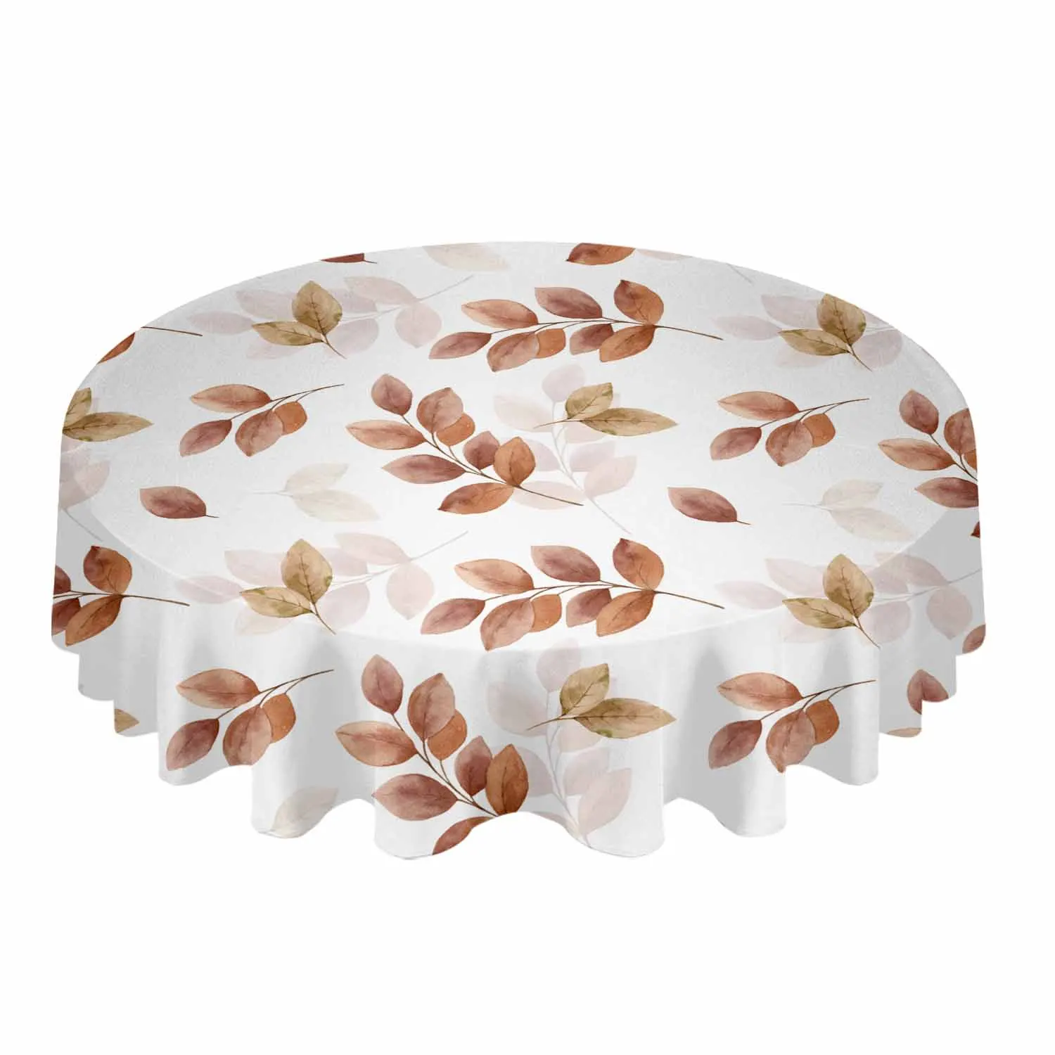 Autumn Eucalyptus Leaves Plant Round Table Cloth Festival Dining Tablecloth Waterproof Table Cover for Wedding Party Decor