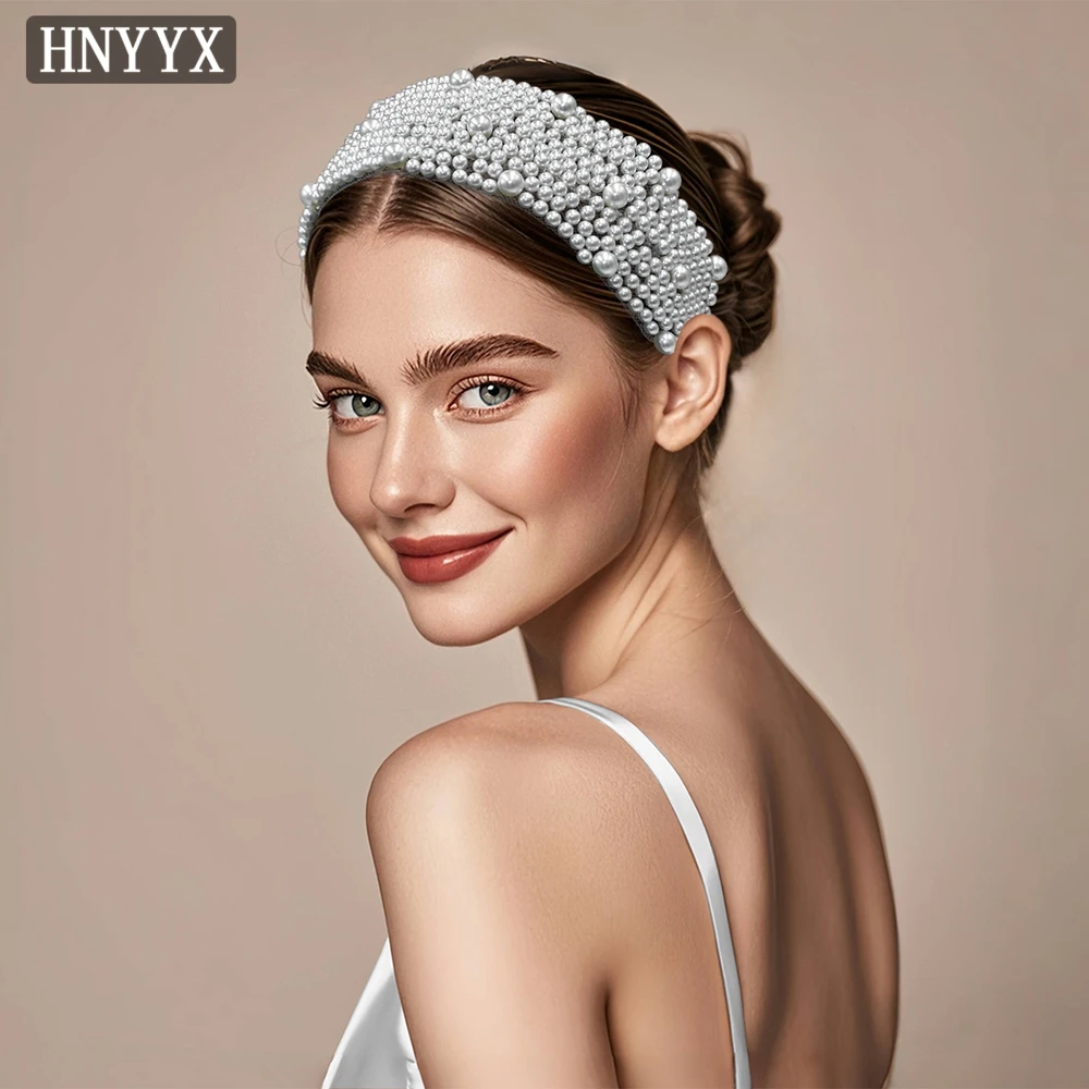 

YouLaPan Elegant White Bride Weddings Headband French Handmade Pearl Ladies Party Banquet Ball Christmas Headdress YXA16