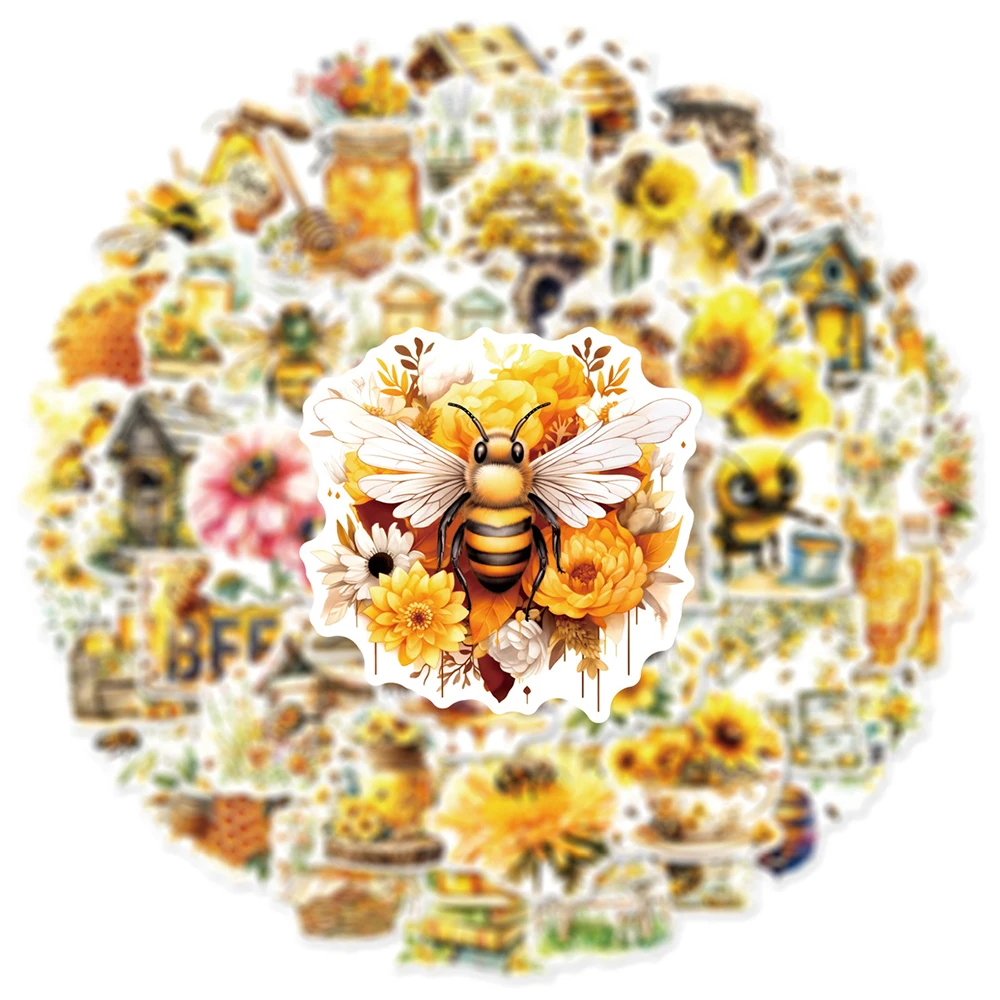 10/30/50 قطعة لطيف الحيوان النحل زهرة ملصقات الجمالية مقاوم للماء الكتابة على الجدران القرطاسية جراب هاتف السيارة Kawaii الاطفال الكرتون ملصق