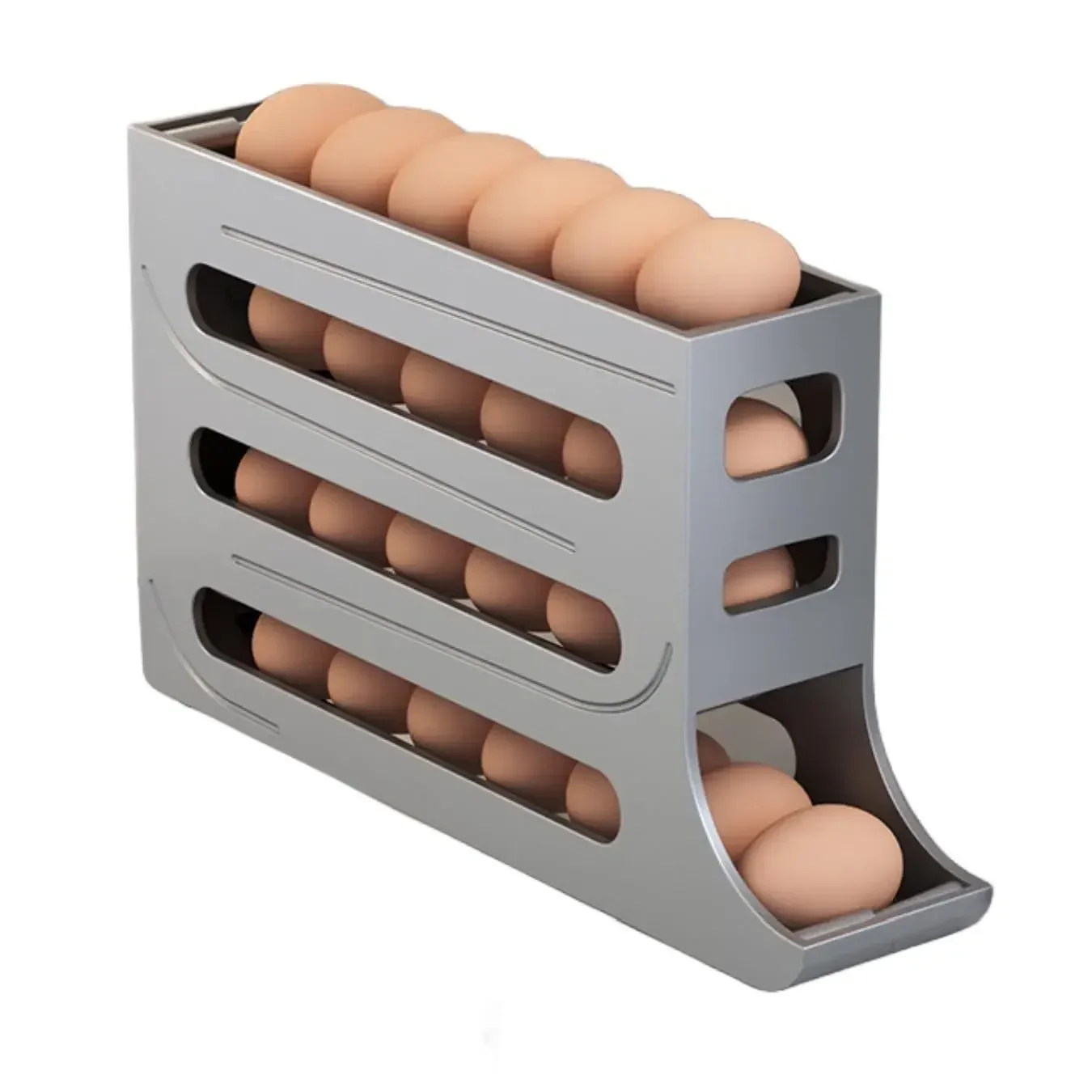 Refrigerator Egg Storage Box, 4 Tier Rolling Egg Holder Dispenser, Kitchen Automatic Scrolling Egg Holder Kitchen