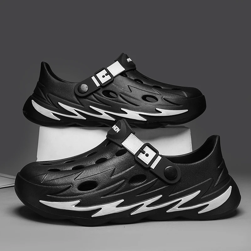 

Летние мужские уличные сандалии, спортивные тапочки, пляжные шлепанцы, дышащие сабо, мужская повседневная нескользящая садовая обувь, мужские уличные сандалии