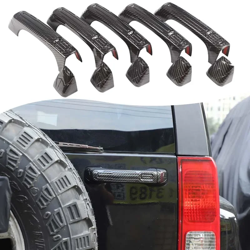 

10Pcs For Hummer H3 2005-2009 ABS carbon fiber car door tailgate outer handle cover decorative sticker Car exterior accessories