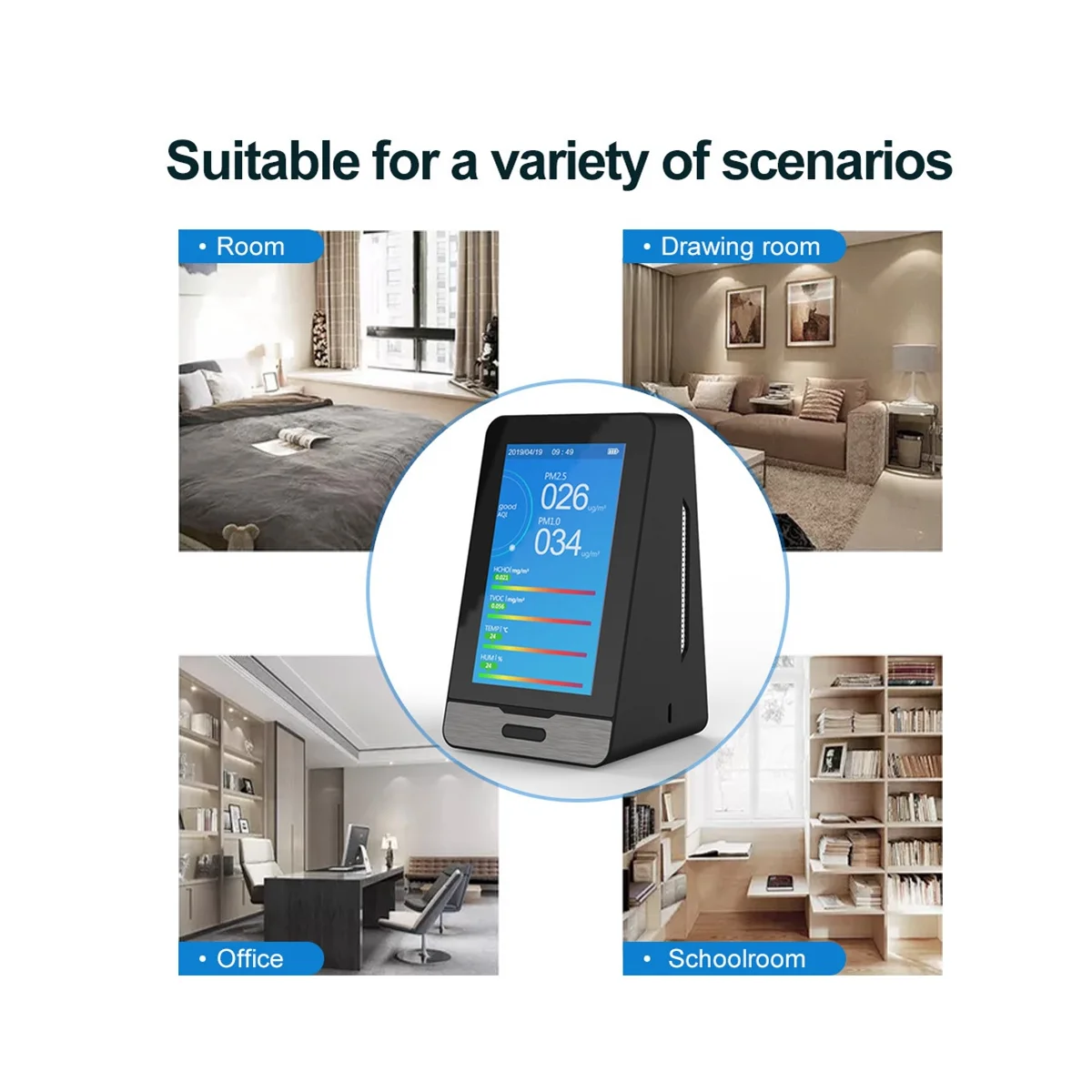 Детектор газа Tuya с Wi-Fi, устройство для измерения показателей качества воздуха, PM2.5 PM1.0 PM10 HCHO TVOC CO2, измеритель температуры и влажности