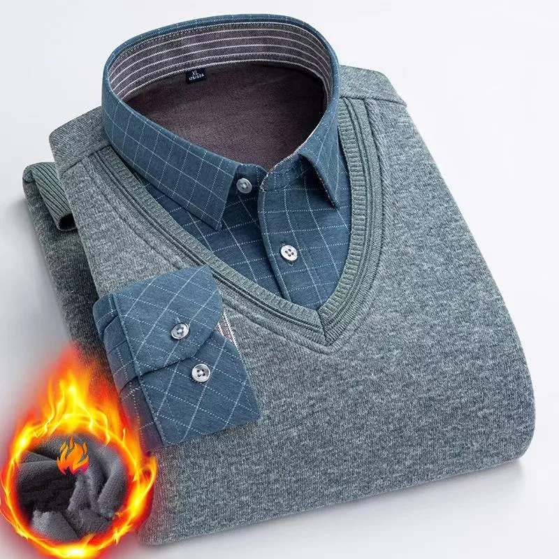 Men's fashionable business-style sweater with added insulation warmth suitable autumn winter casual wear with pullover design