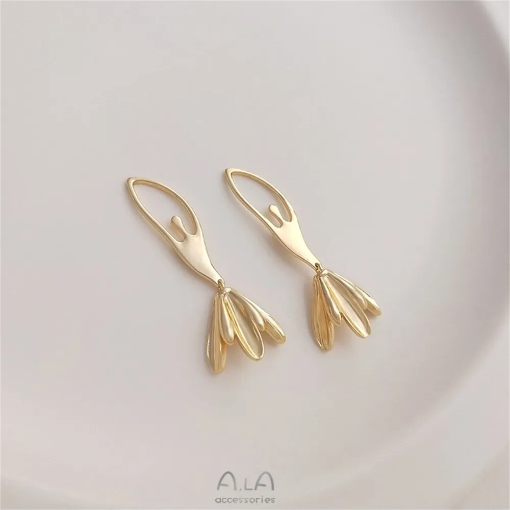 

14K Gold Color Preservation Abstract Ballet Girl Pendant Handmade Diy Earrings Pendant Necklace Pendant Accessories