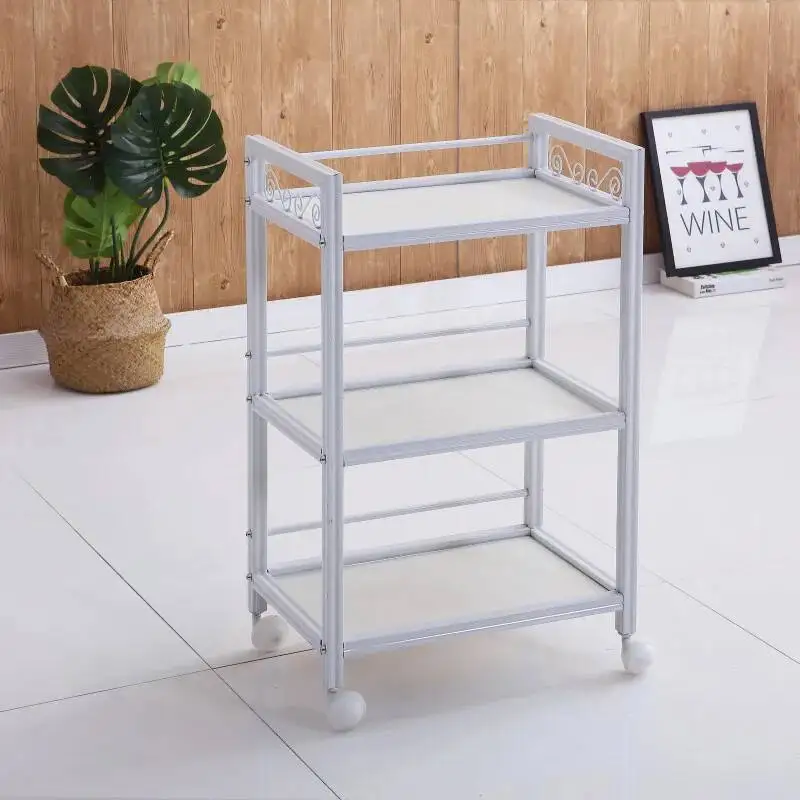 عربة بار عربات مساعدة لغرفة المعيشة الذهب صالون الألومنيوم عربة تحميل عجلات الجمال 2-tier أدراج صالون الأثاث #5